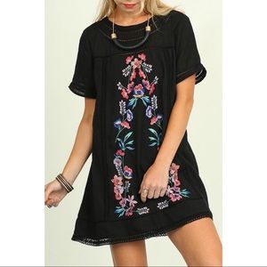 Embroidered tunic dress - Umbee - black